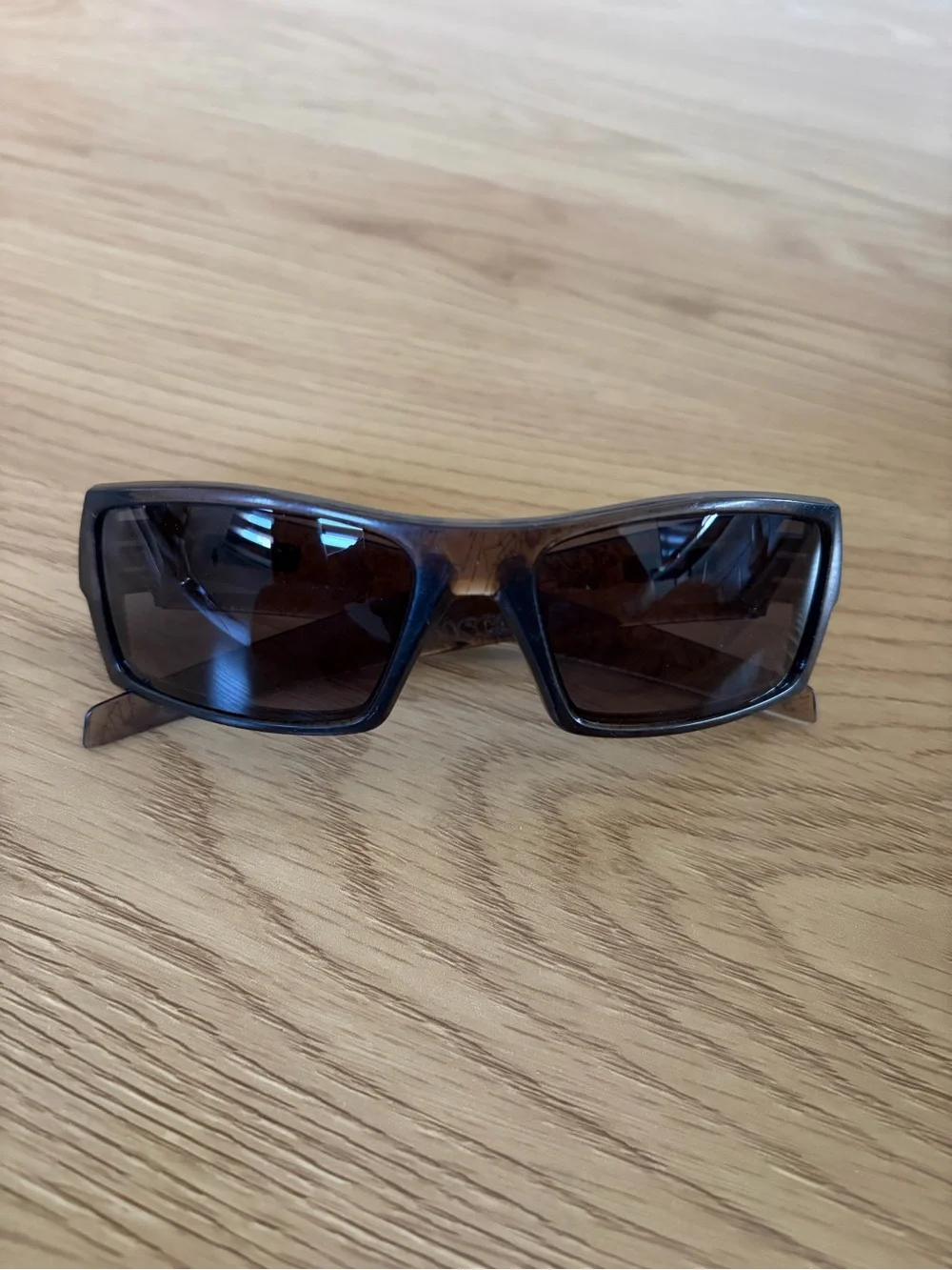 Oakley Gascan S Patterned Vintage Brown Sport Wrap Sunglasses Made in USA
